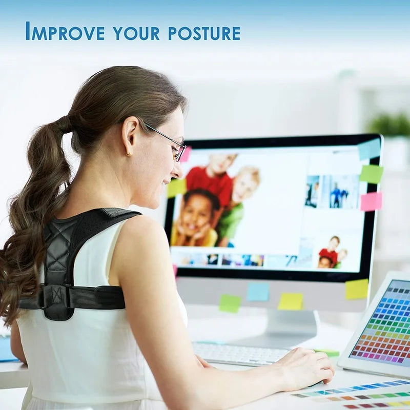 Adjustable Unisex Posture Corrector – Shoulder and Back Support, Spine Aligner, Breathable Comfort for Work, Home, and Sports